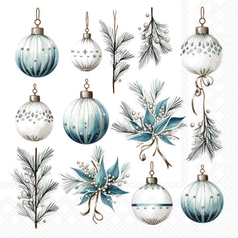 Paperie – Ambiente Luncheon 3-Ply 33x33cm Paper Napkins Pack of 20 Hanging Decorations Silver (Made in the Netherlands)