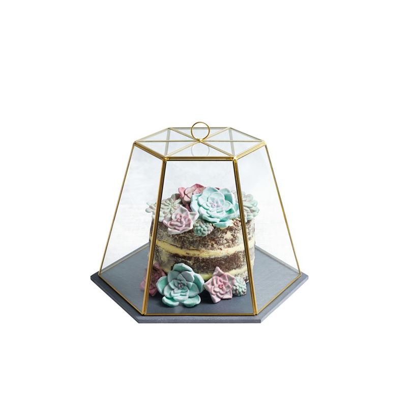 Artesa – Glass Serving Cloche with Slate Base 31×27.5x25cm