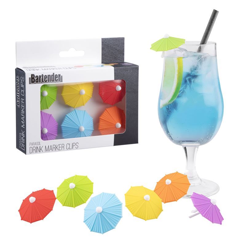 Bartender – Parasol Drink Marker Clips set of 6