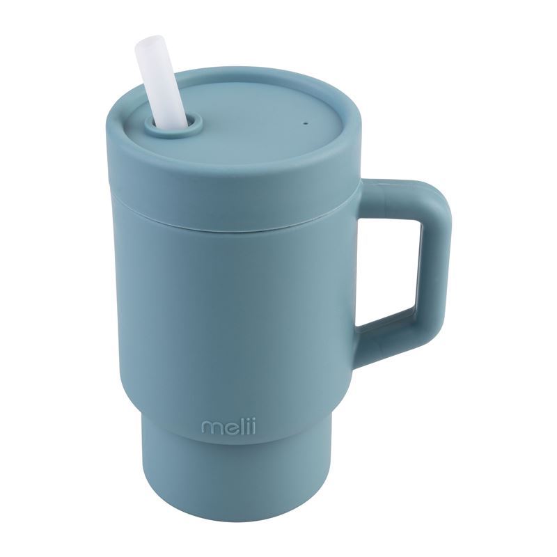Melii Luxe – Silicone Tumbler with Straw 265ml Blue