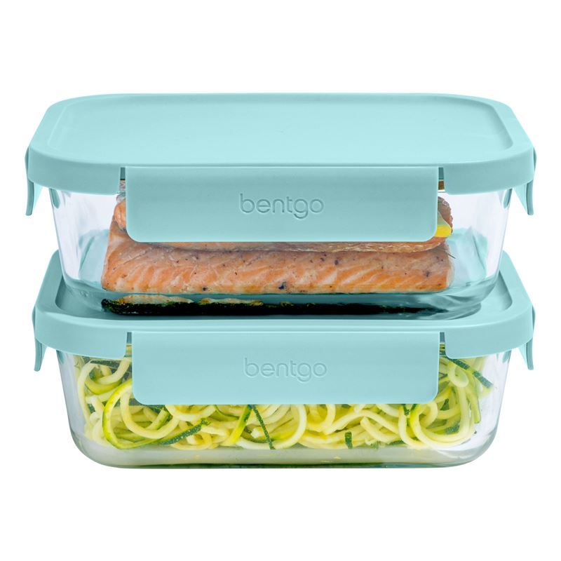 Bentgo – 4pc Rectangular Glass Food Storage Set Soft Aqua