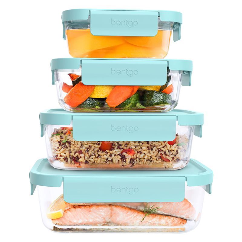 Bentgo – 8pc Rectangular Glass Food Storage Set Soft Aqua