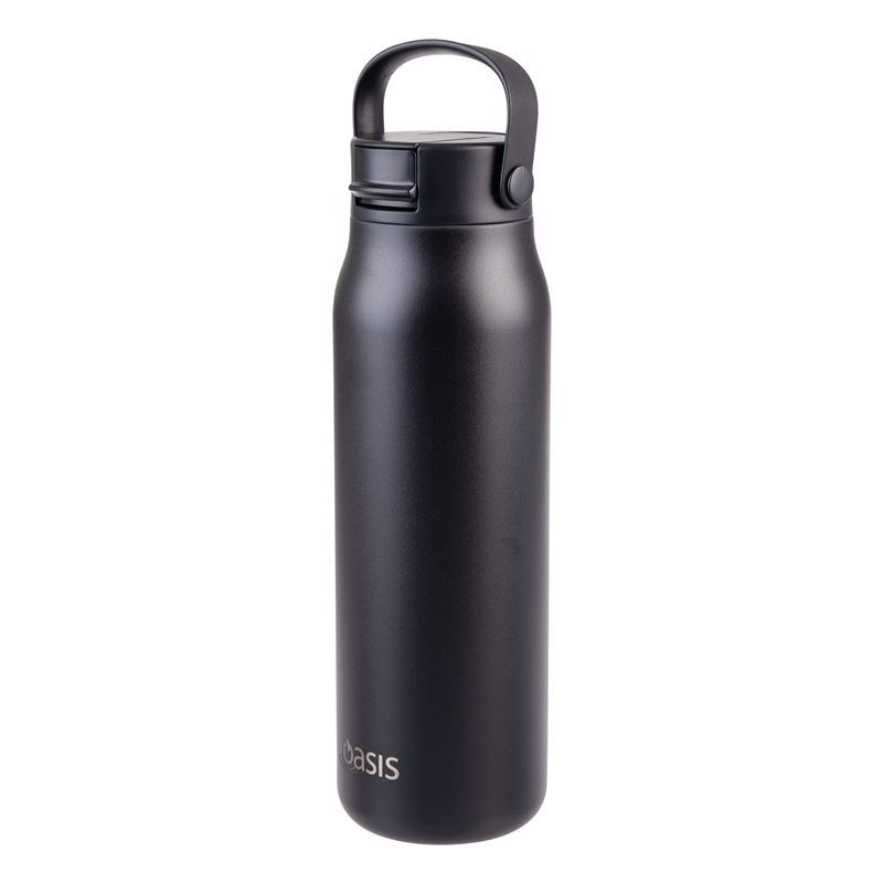 Oasis – Sorrento Ceramic Lined Stainless Steel Double Walled Insulated Sipper Bottle 900ml Black
