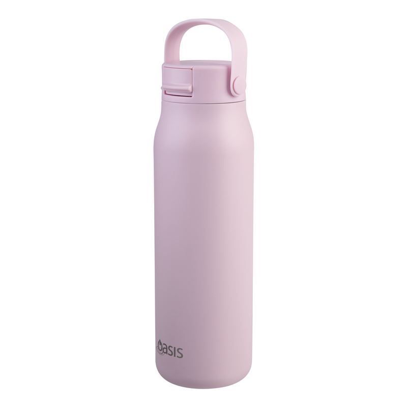 Oasis – Sorrento Ceramic Lined Stainless Steel Double Walled Insulated Sipper Bottle 900ml Pink Lemonade