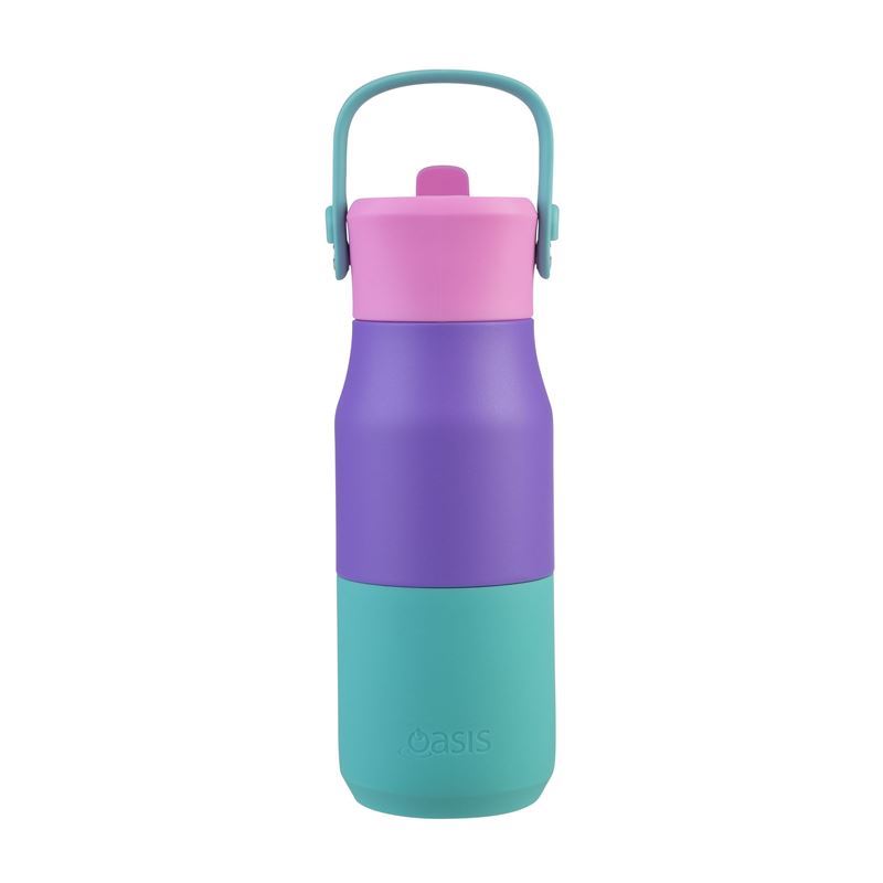 Oasis – Stainless Steel Double Wall Insulated Junior Drink Bottle with Sipper 400ml Mermaid Purple