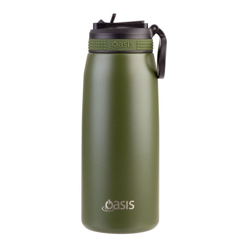 Oasis – Stainless Steel Double Wall Insulated Sports Bottle with Sipper 780ml Forest Green