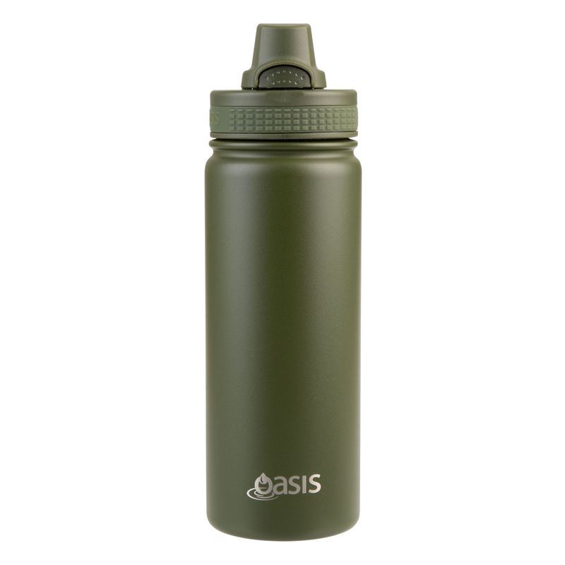 Oasis – Stainless Steel Double Wall Challenger Sports Bottle with Quick Release Cap 550ml Forest Green