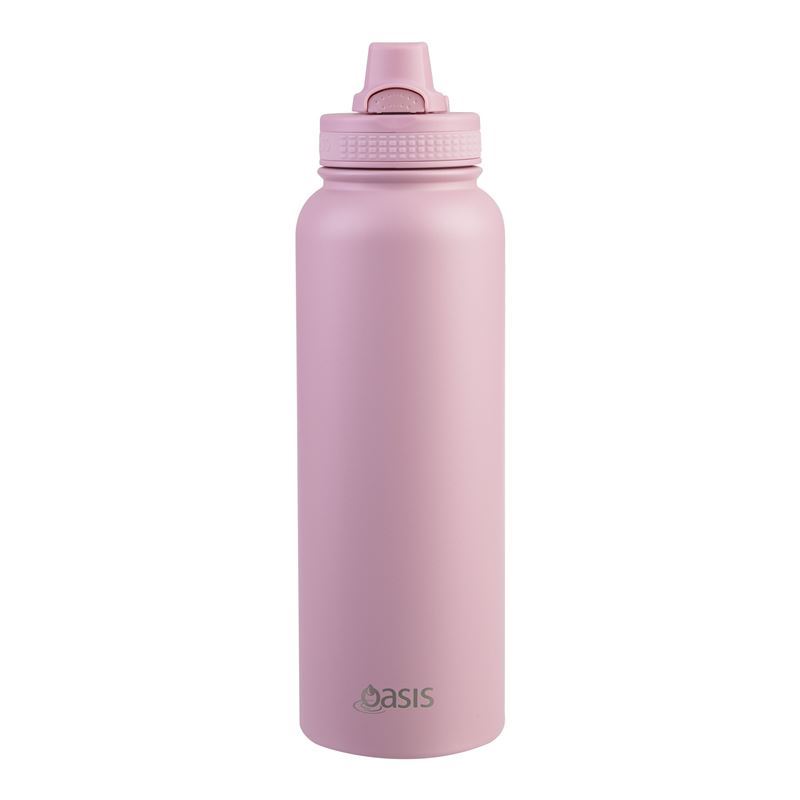 Oasis – Stainless Steel Double Wall Challenger Sports Bottle with Quick Release Cap 1.1Ltr Blush