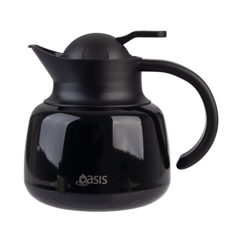 Oasis – Stainless Steel Double Wall Tea Pot with Strainer 750ml Black