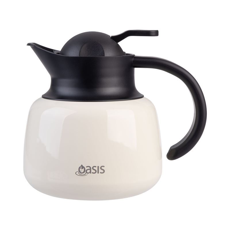 Oasis – Stainless Steel Double Wall Tea Pot with Strainer 750ml Ivory