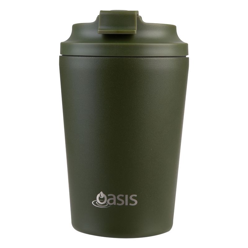 Oasis – Ceramic Lined Stainless Steel Double Walled Insulated Coffee Cup 360ml Forest Green