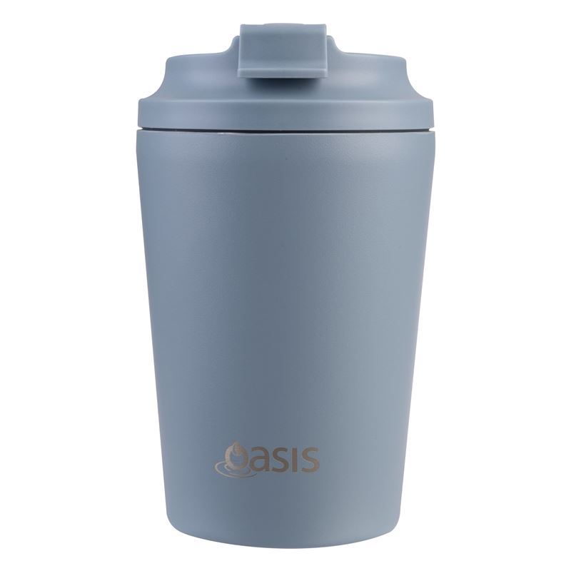 Oasis – Ceramic Lined Stainless Steel Double Walled Insulated Coffee Cup 360ml Hazy Blue