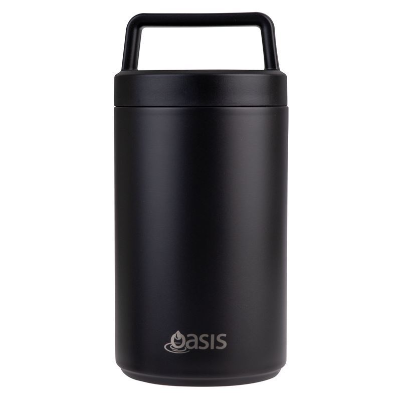 Oasis – Stainless Steel Double Wall Insulated Food Flask with Handle & Spoon 700ml Black