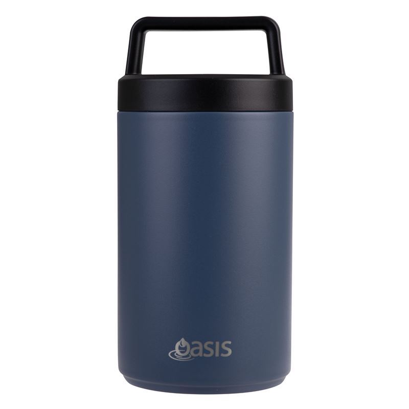 Oasis – Stainless Steel Double Wall Insulated Food Flask with Handle & Spoon 700ml Indigo