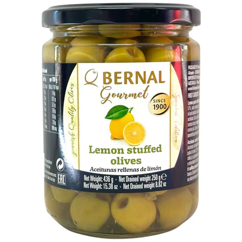 Bernal – Lemon Stuffed Olives 436g (Product of Spain)