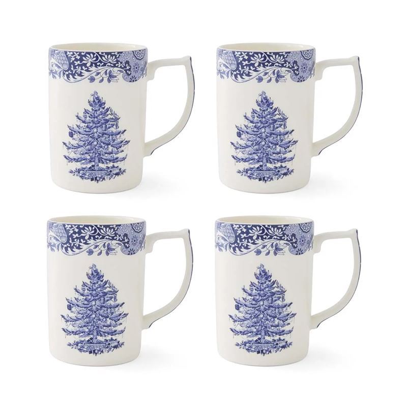 Spode – Blue Italian Christmas 4pc 340ml Mug Set (Made in England)