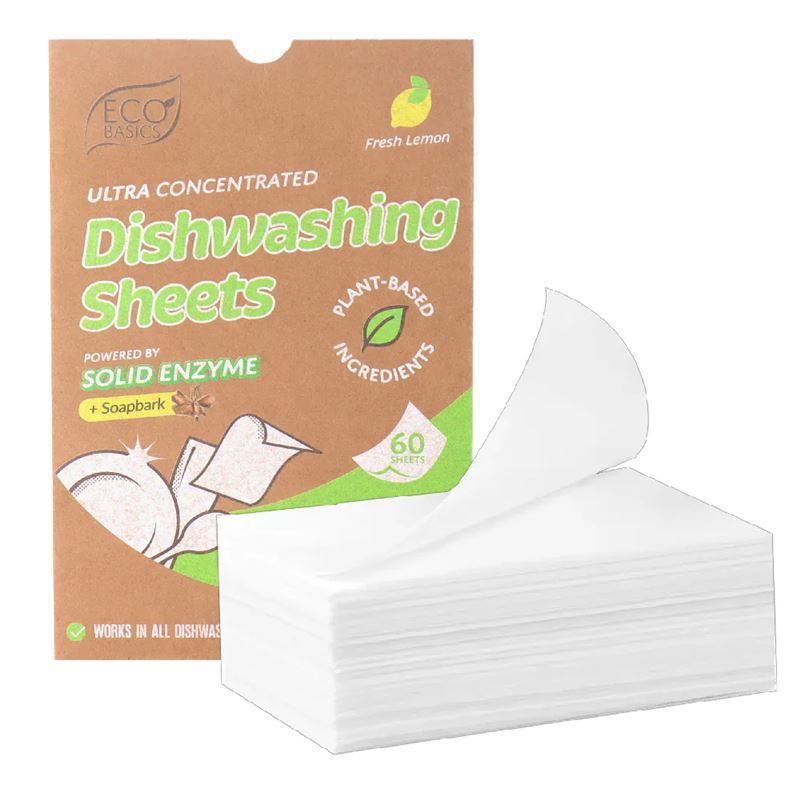 Eco Basics – Ultra Concentrated Dishwashing Sheets Fresh Lemon 60 Sheet Pack