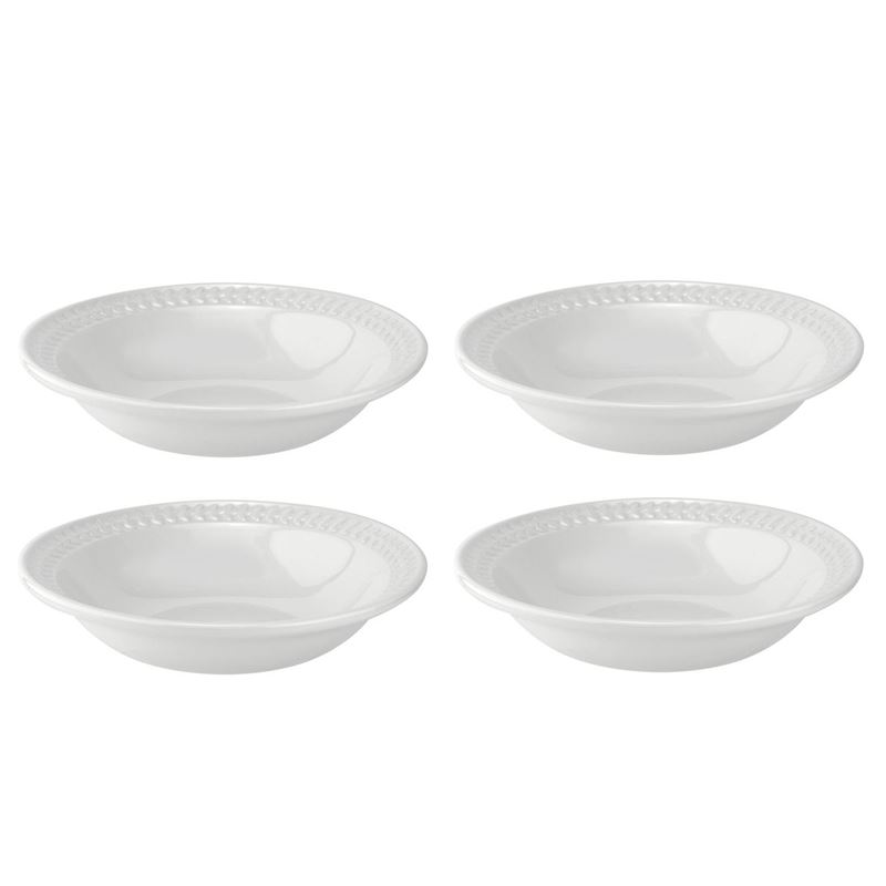 Portmeirion Botanic Garden – Harmony White Pasta Bowl 23cm Set of 4 (Made in England)