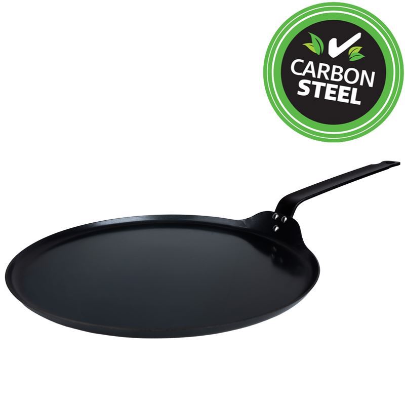 Benzer – Far East Collection Black Carbon Steel Induction Crepe with Commercial Iron Handle 30cm