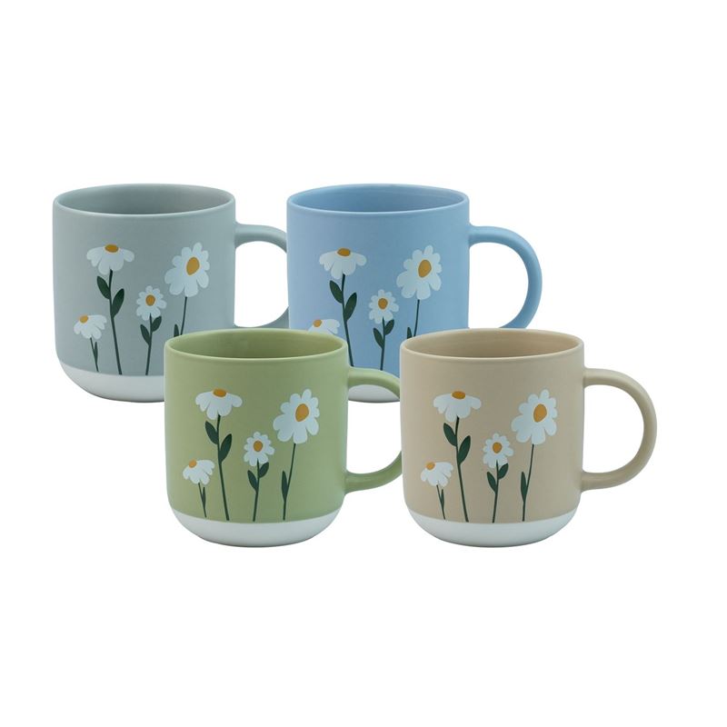 Bundanoon – Bone China Conical Mug Classic 400ml Set of 4 Daisy