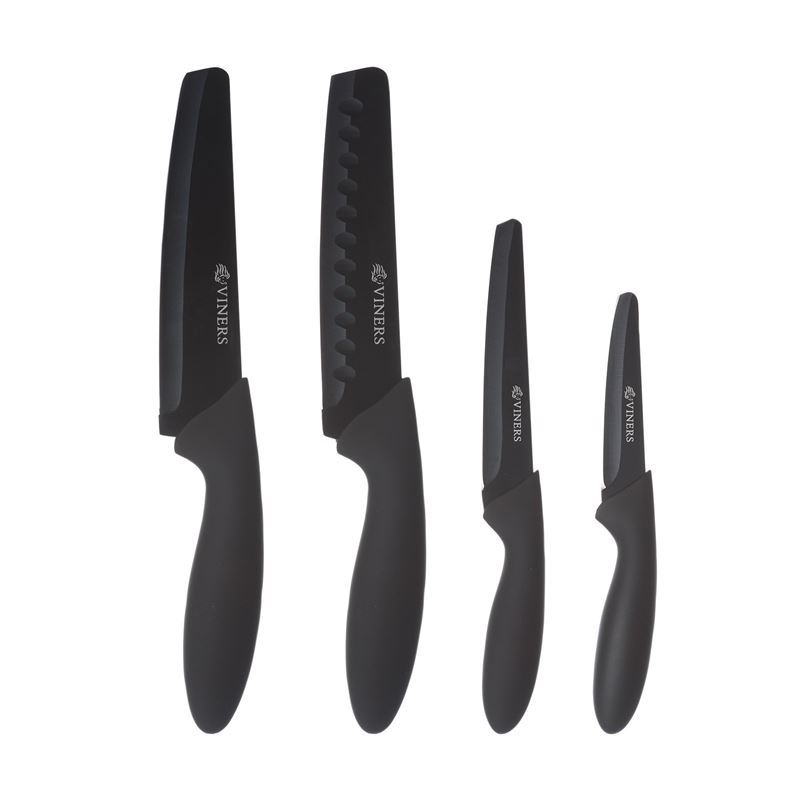 Viners – Assure Square Tipped 4pc Essential Non-Stick Knife Set Black
