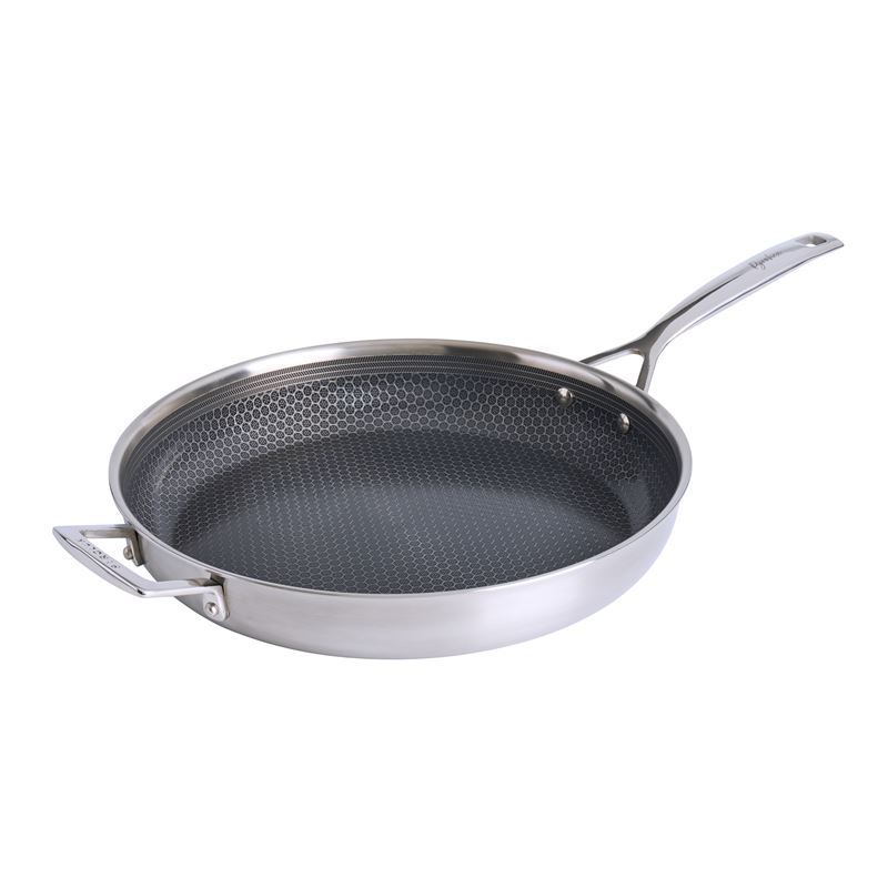Pyrolux – Pyrohex Tri-Ply Brushed Stainless Steel CERAMIC Non-Stick Frypan 32cm with Helper Handle