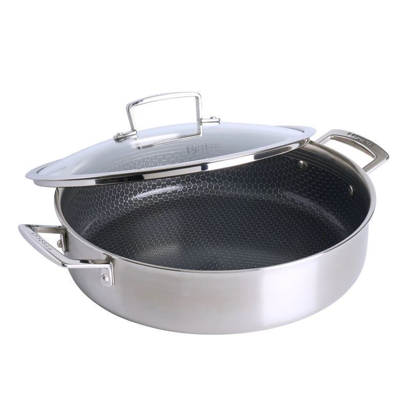 Pyrolux – Pyrohex Tri-Ply Brushed Stainless Steel CERAMIC Non-Stick 30cm Covered Chef Pan 5Ltr