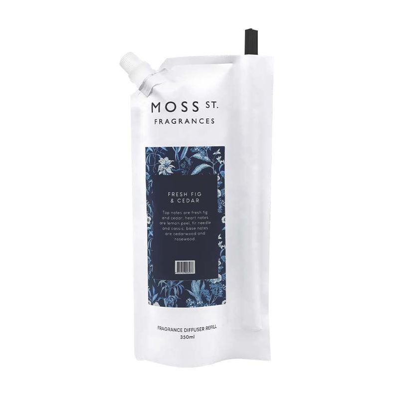 Moss St Fragrances – Fresh Fig & Cedar Fragrance REFILL 350ml with Black Diffuser Reeds