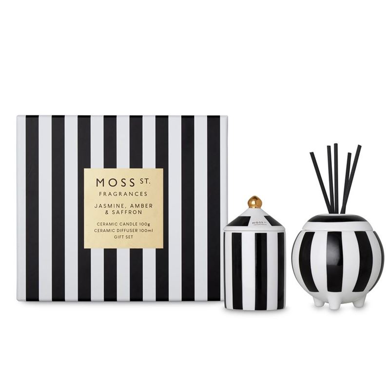 Moss St Fragrances – Jasmine, Amber & Saffron Mini Candle & Diffuser Gift Set