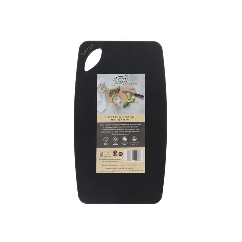 White Magic – Eco Basics Cutting Board Mini Black 27x15cm (Made in the U.S.A)