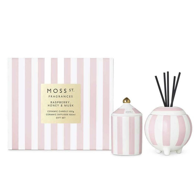 Moss St Fragrances – Raspberry. Honey & Musk Mini Candle & Diffuser Gift Set
