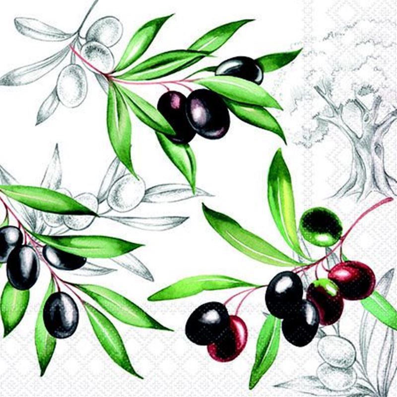 Paperie – Ambiente Cocktail 3-Ply 25x25cm Paper Napkins Pack of 20 Olives (Made in the Netherlands)