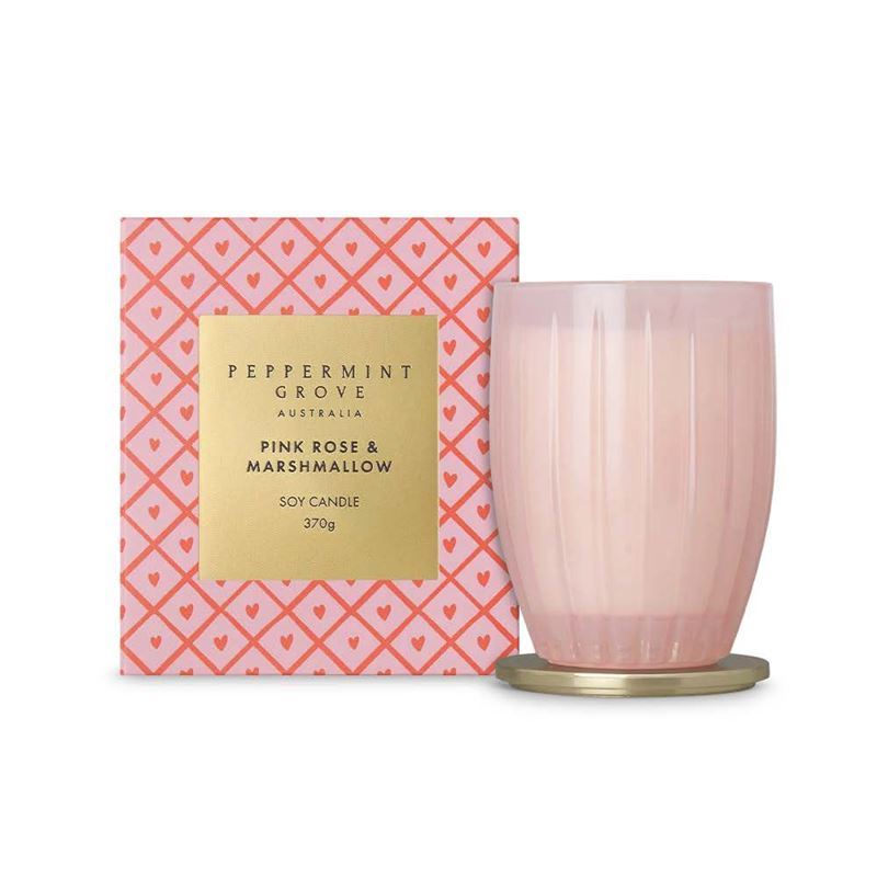 Peppermint Grove – Pink Rose & Marshmallow  Large Candle 370g