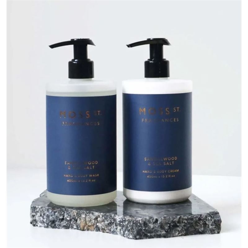 Moss St. – Sandalwood & Sea Salt Hand Care with Ceramic Tray Gift Set