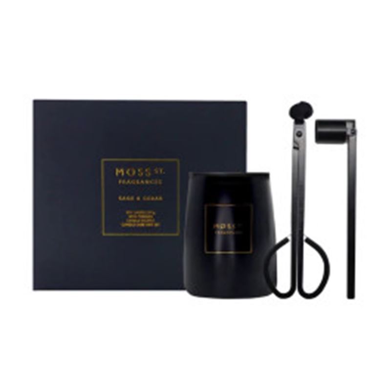 Moss St. – Sage & Cedar Candle Care Set