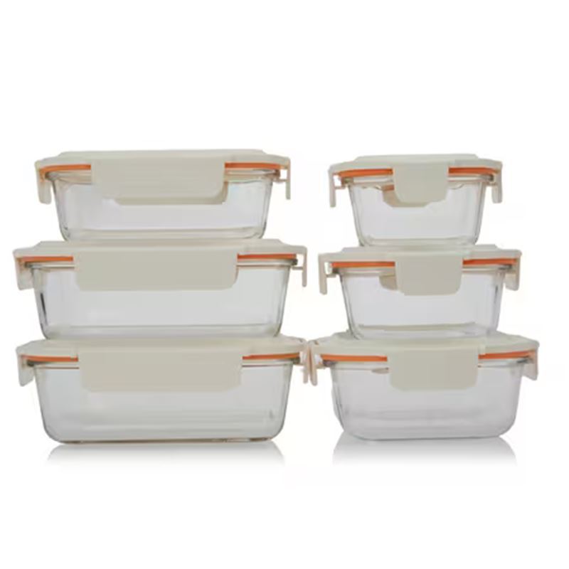 Lock & Lock – The Cube Lid + Base Glass 6pc Storage Set