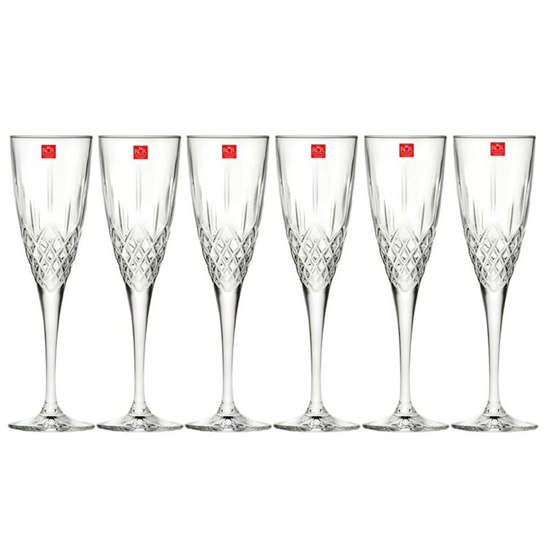 RCR Cristalleria Italiana – Tosca Flute 150ml Set of 6 (Made in Italy)