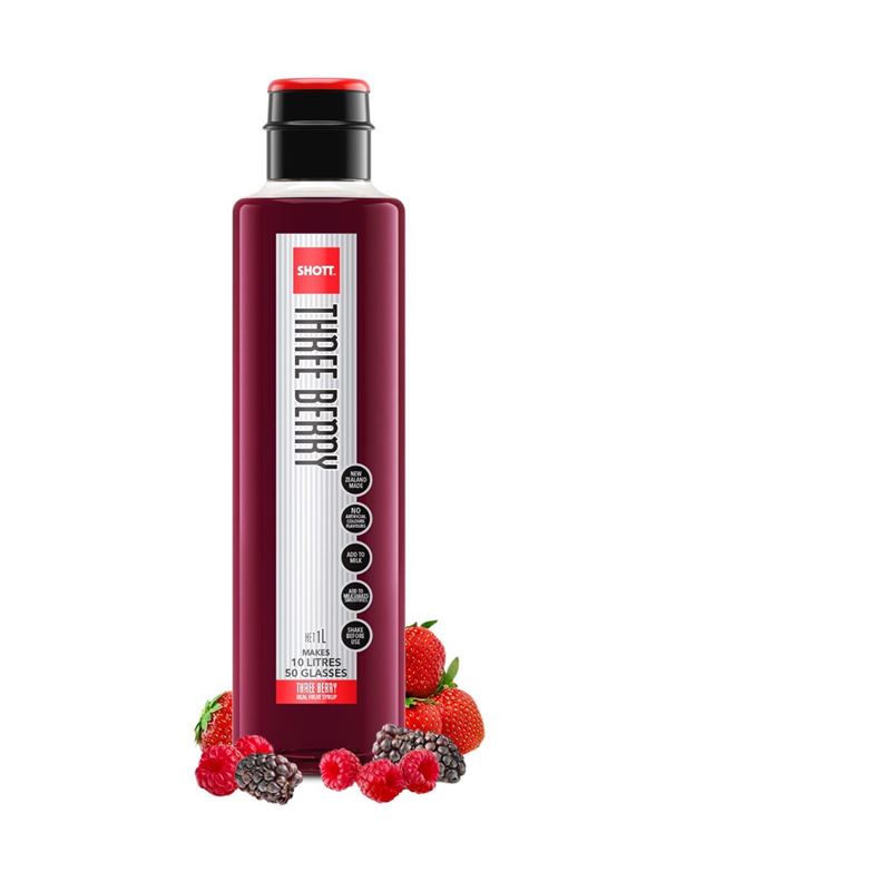 Shott – Three Berry Real Fruit Syrup 1Ltr (Made in New Zealand)