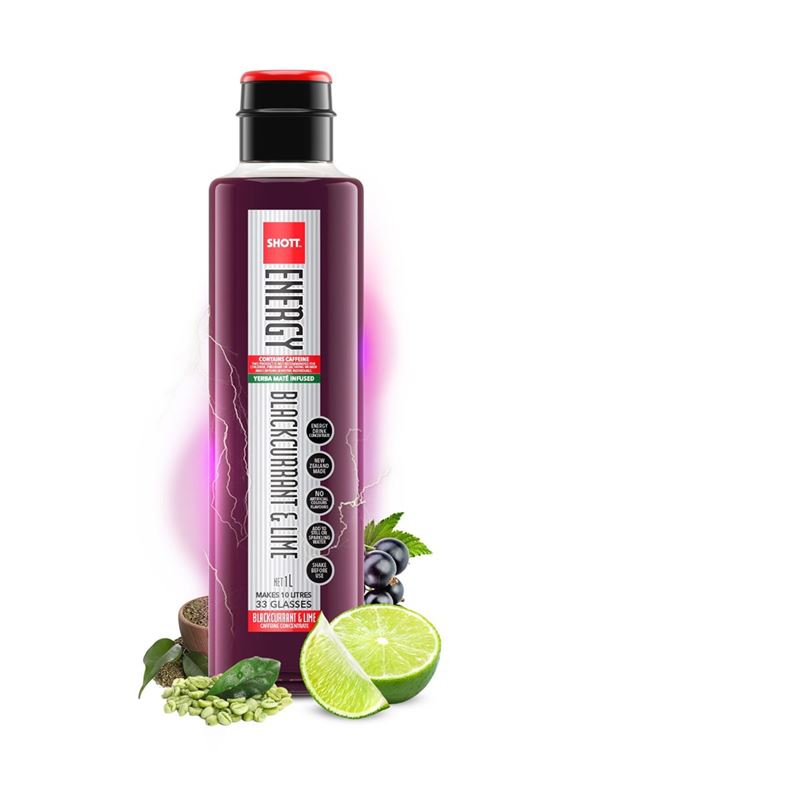 Shott – Yerba Mate Energy Blackcurrant & Lime Caffeine Concentrate 1Ltr