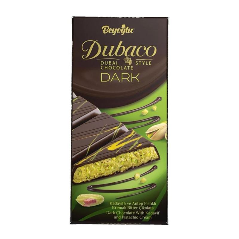 Beyoglu – Dubaco Dubai Style Pistachio Dark Chocolate Block 200g (Product of Türkiye)