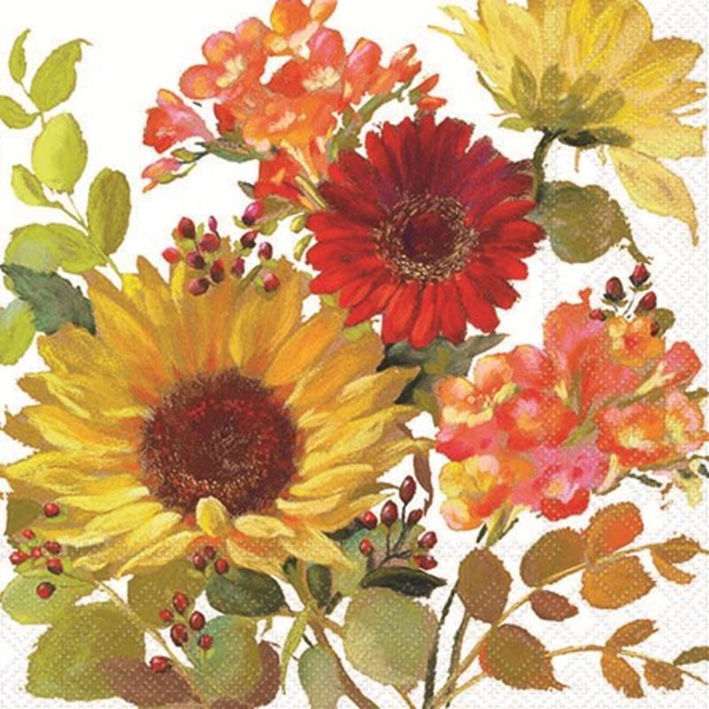 Paperie – Ambiente Cocktail 3-Ply 25x25cm Paper Napkins Pack of 20 Sunny Flowers Cream  (Made in the Netherlands)