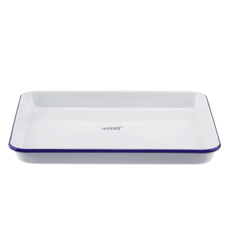 Falcon Housewares – White with Blue Trim Enameled Baking Tray 41cm