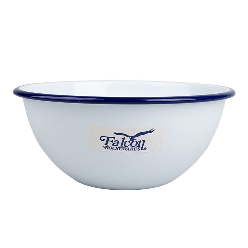 Falcon Housewares – White with Blue Trim Enameled Deep Cereal Bowl 16cm