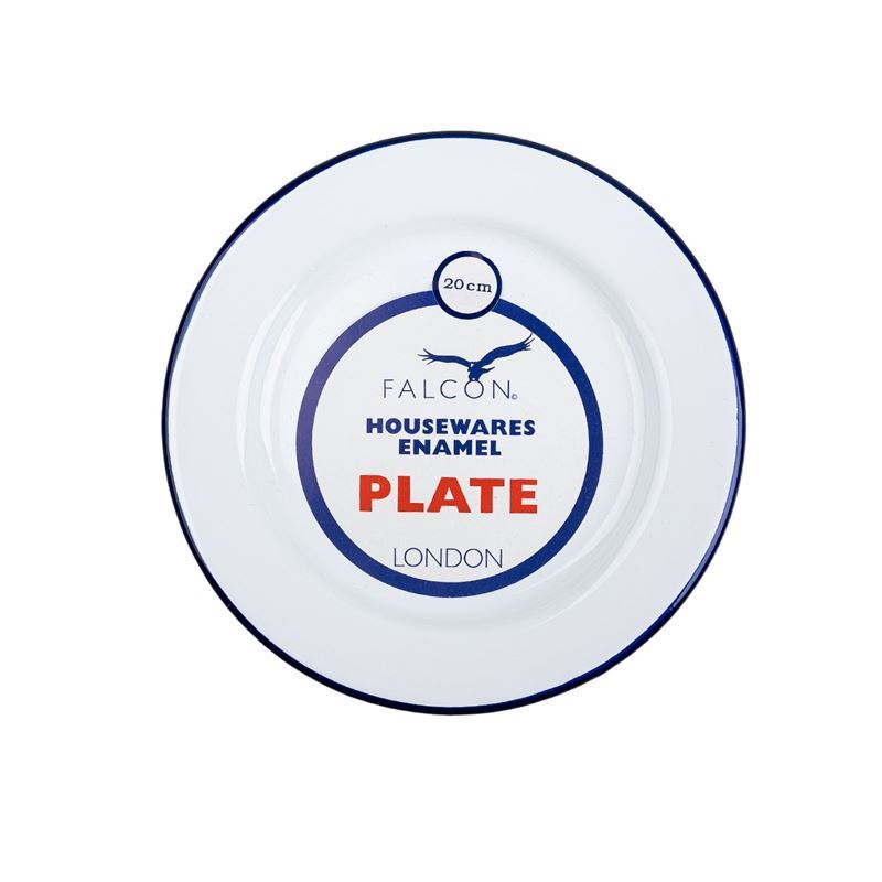 Falcon Housewares – White with Blue Trim Enameled Side Plate 20cm