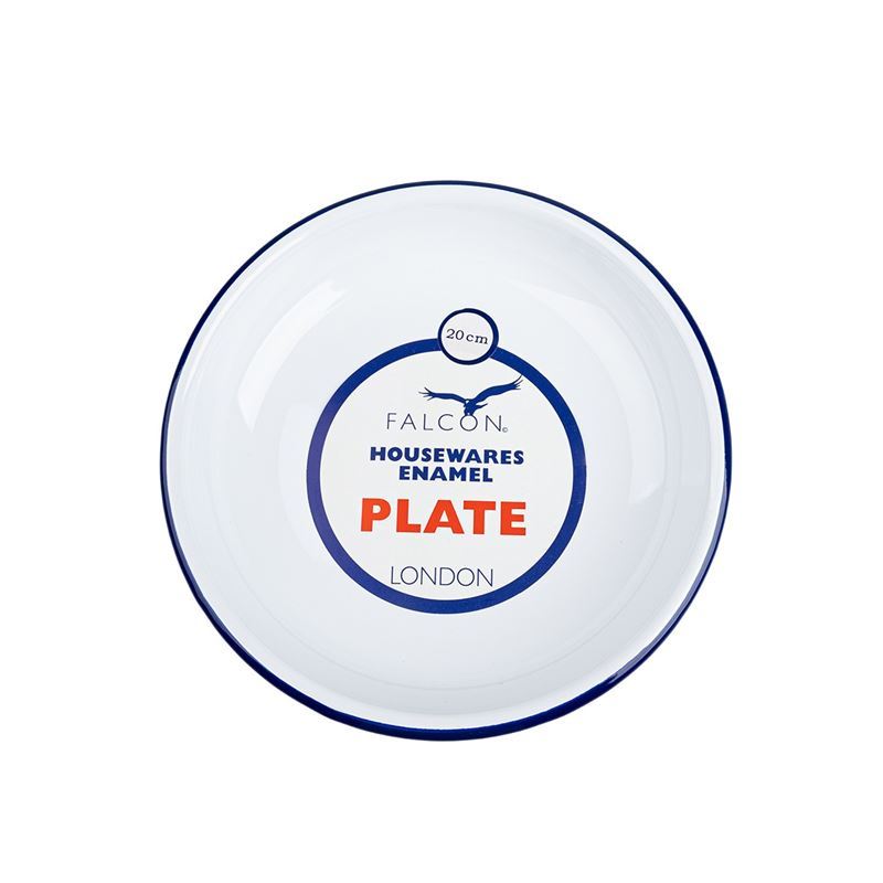 Falcon Housewares – White with Blue Trim Enameled Pasta Plate 20cm