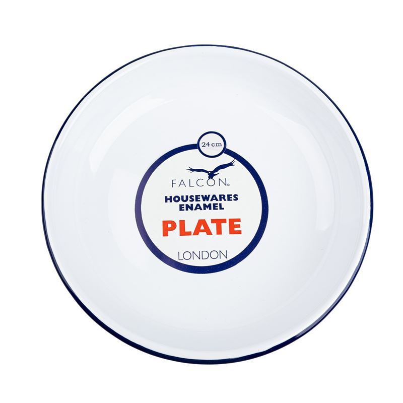 Falcon Housewares – White with Blue Trim Enameled Pasta Plate 24cm