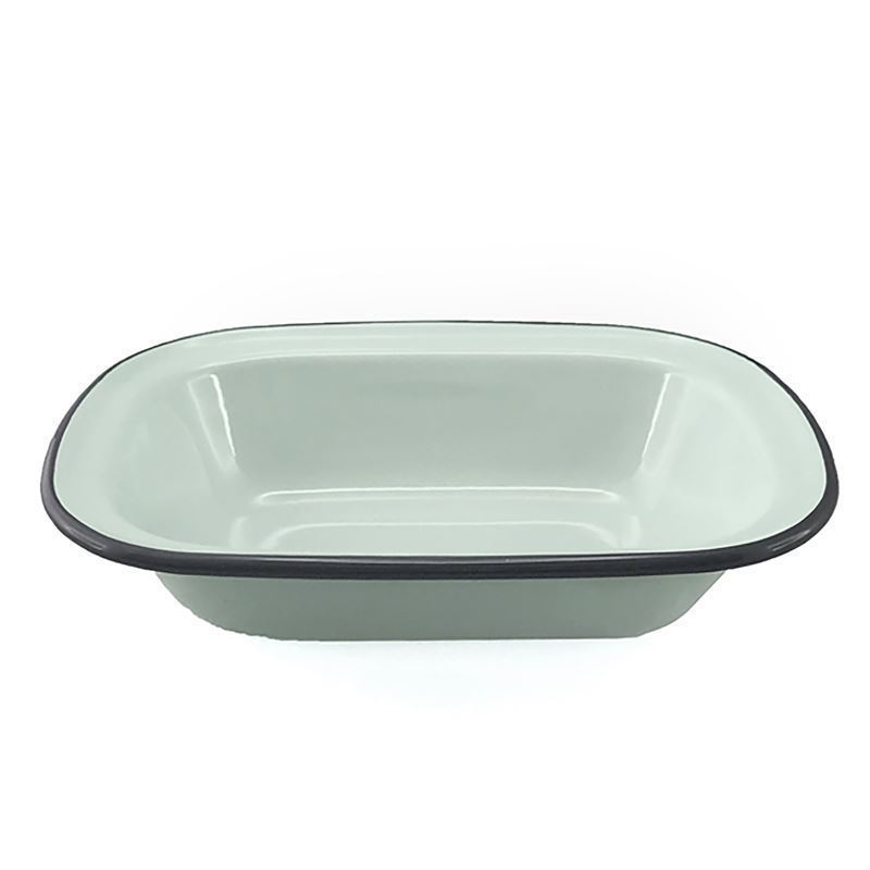Falcon Housewares – Duck Egg Blue with Grey Trim Enameled Oblong Pie Dish 28cm
