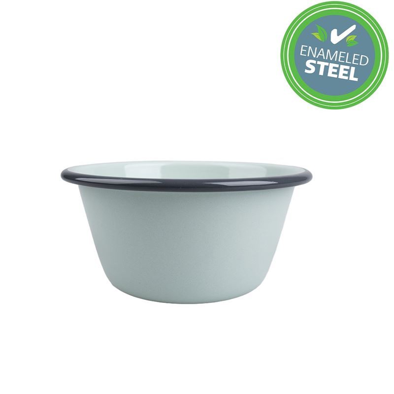 Falcon Housewares – Duck Egg Blue with Grey Trim Enameled 12cm Pudding Basin 500ml