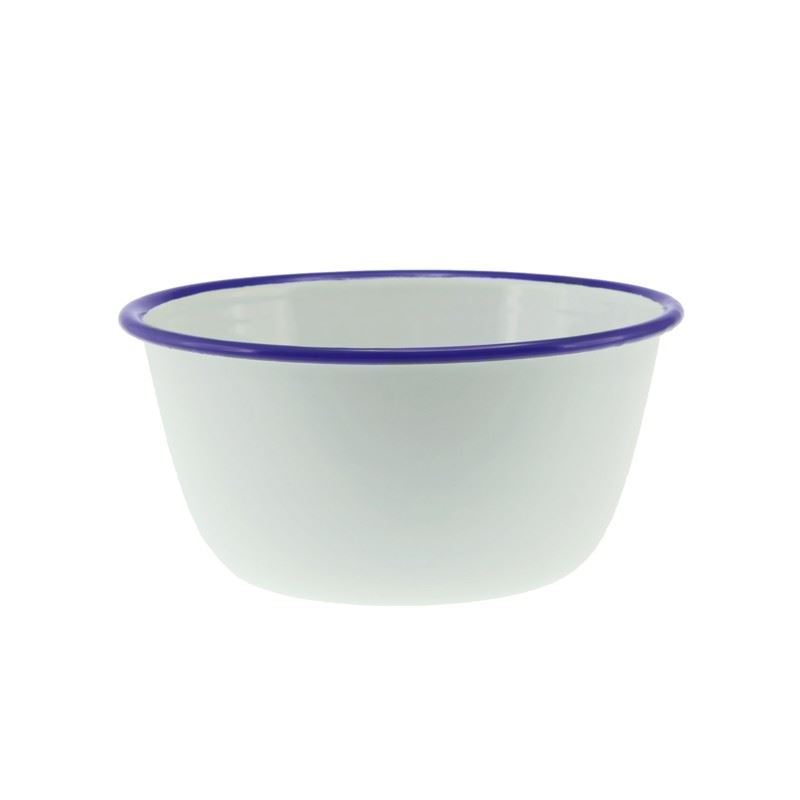 Falcon Housewares – Duck Egg Blue with Grey Trim Enameled 16cm Pudding Basin 1.2Ltr