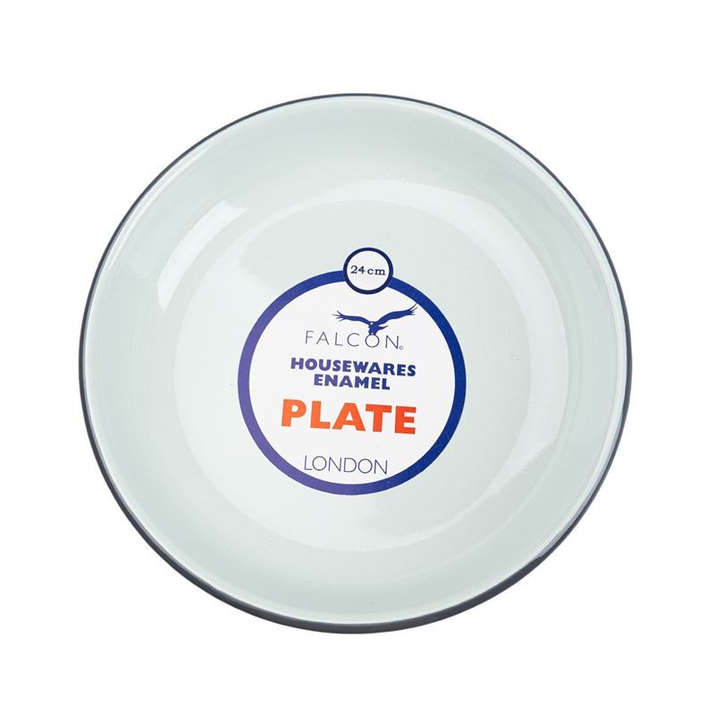 Falcon Housewares – Duck Egg Blue with Grey Trim Enameled Pasta Plate 24cm